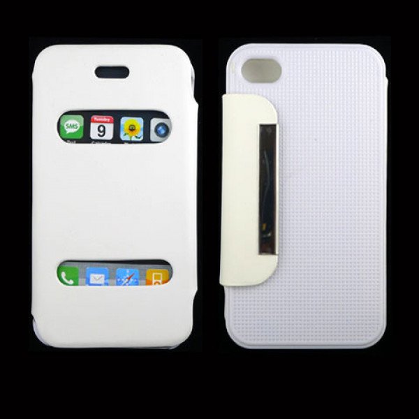 Wholesale iPhone 4S / 4 Slim Quick Answer Flip Leather Case (White)